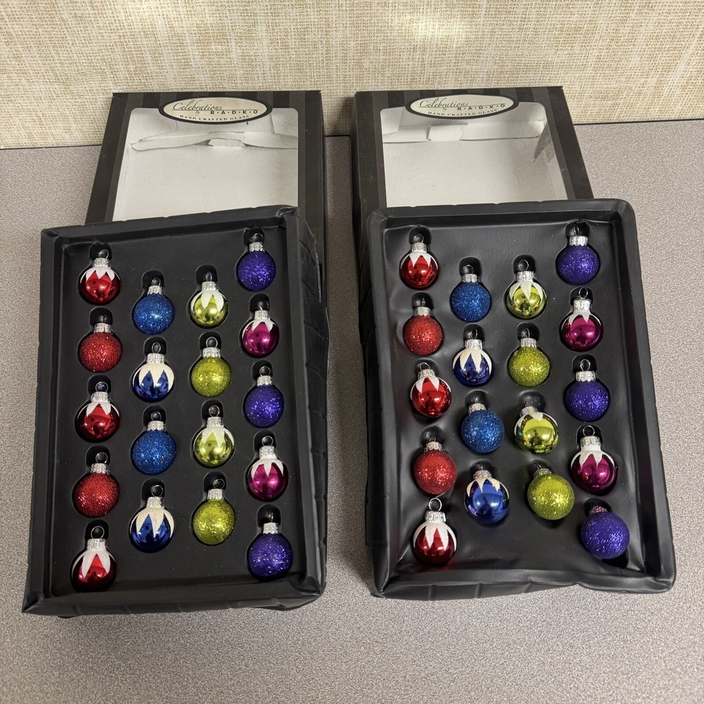 Celebrations by Radko Mini Ornaments Miniature Glass Ball Christmas Lot Of 36